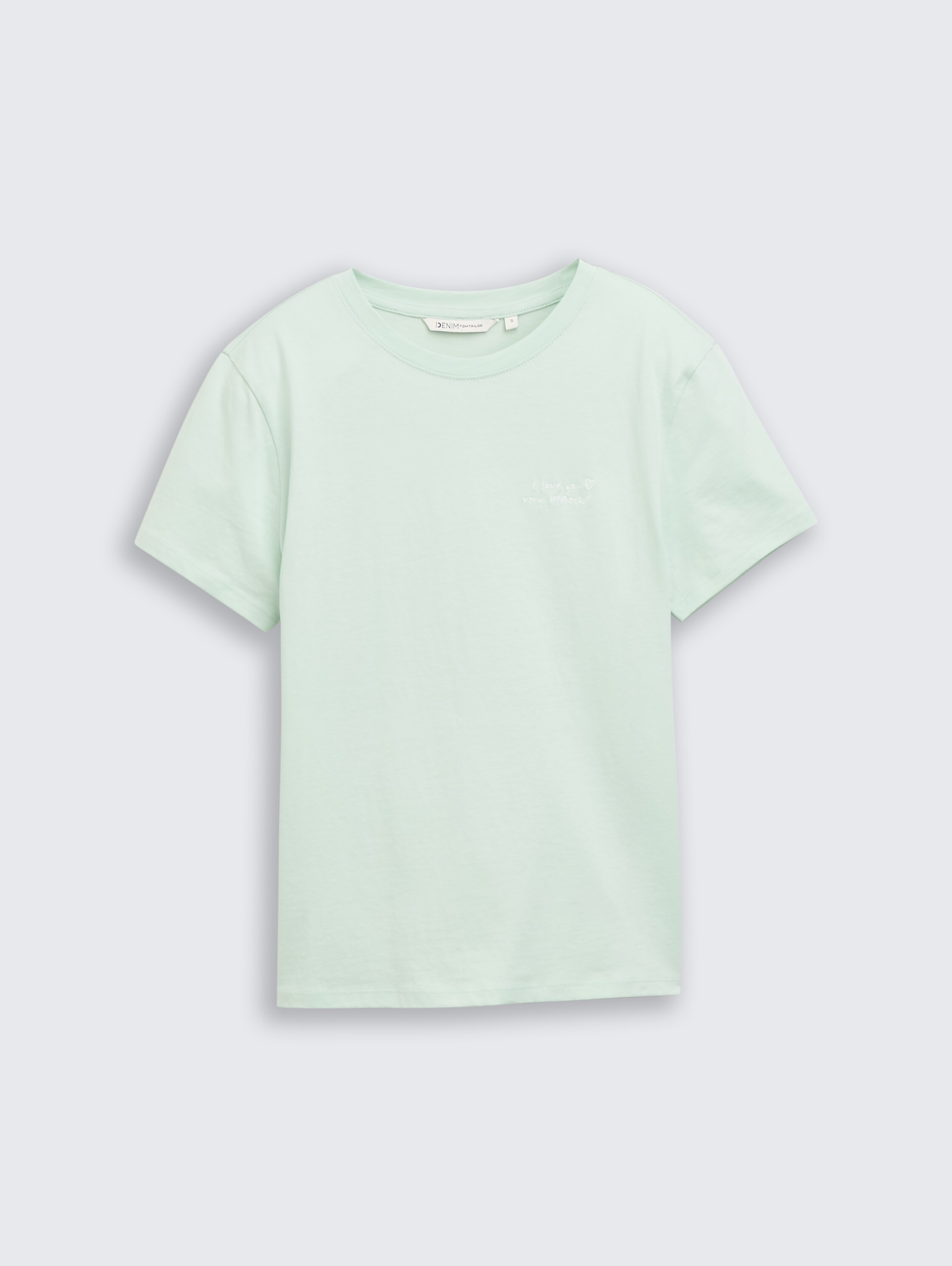 T-shirt met borduursel - light_matcha_green - 