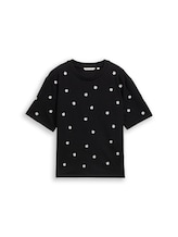 Ausgewählt, Boxy Fit T-Shirt mit Stickereien von Tom Tailor, schwarz
