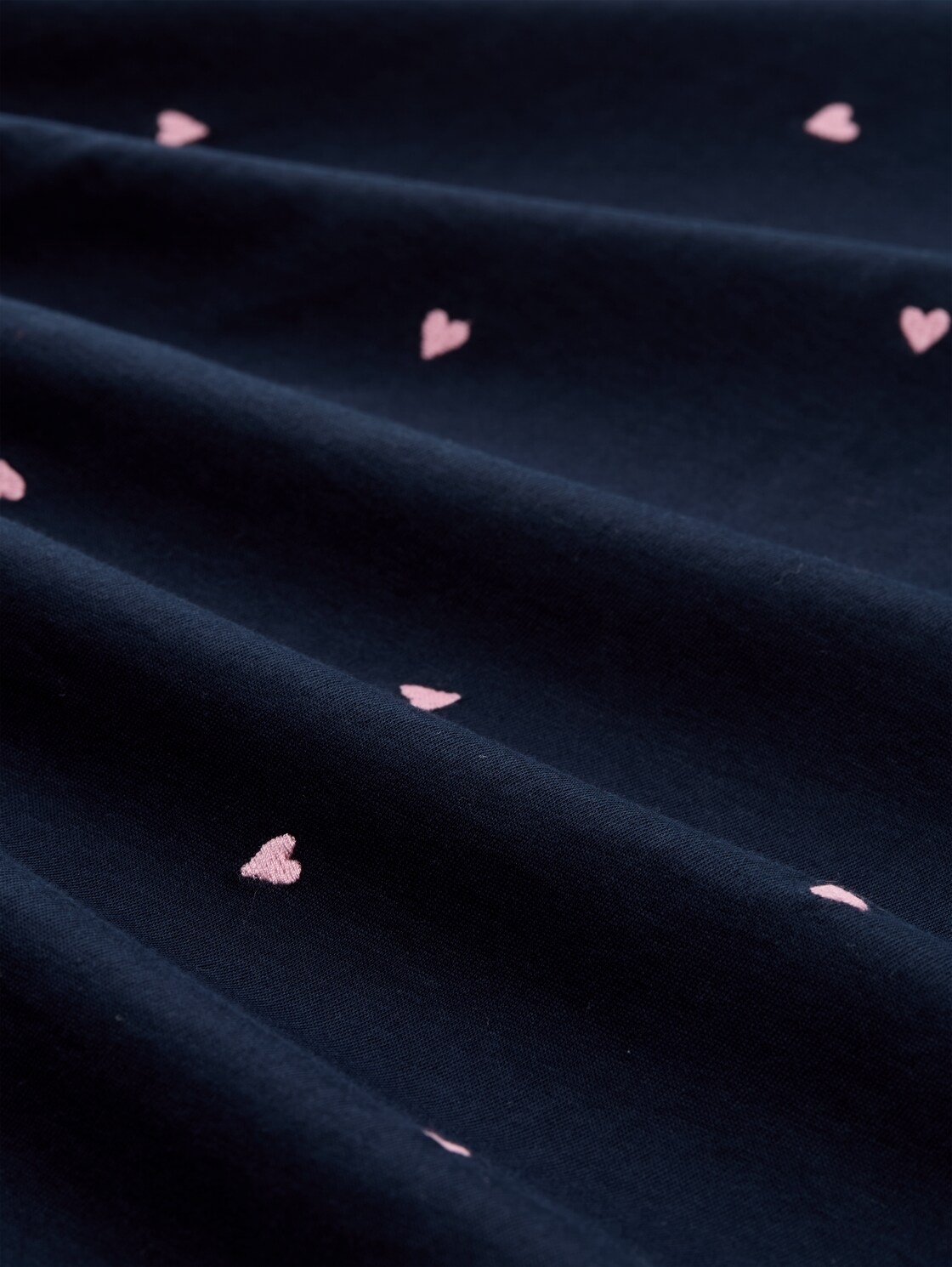 Boxy Fit T-Shirt mit Stickereien - navy pink heart embroidery - Material-Ansicht