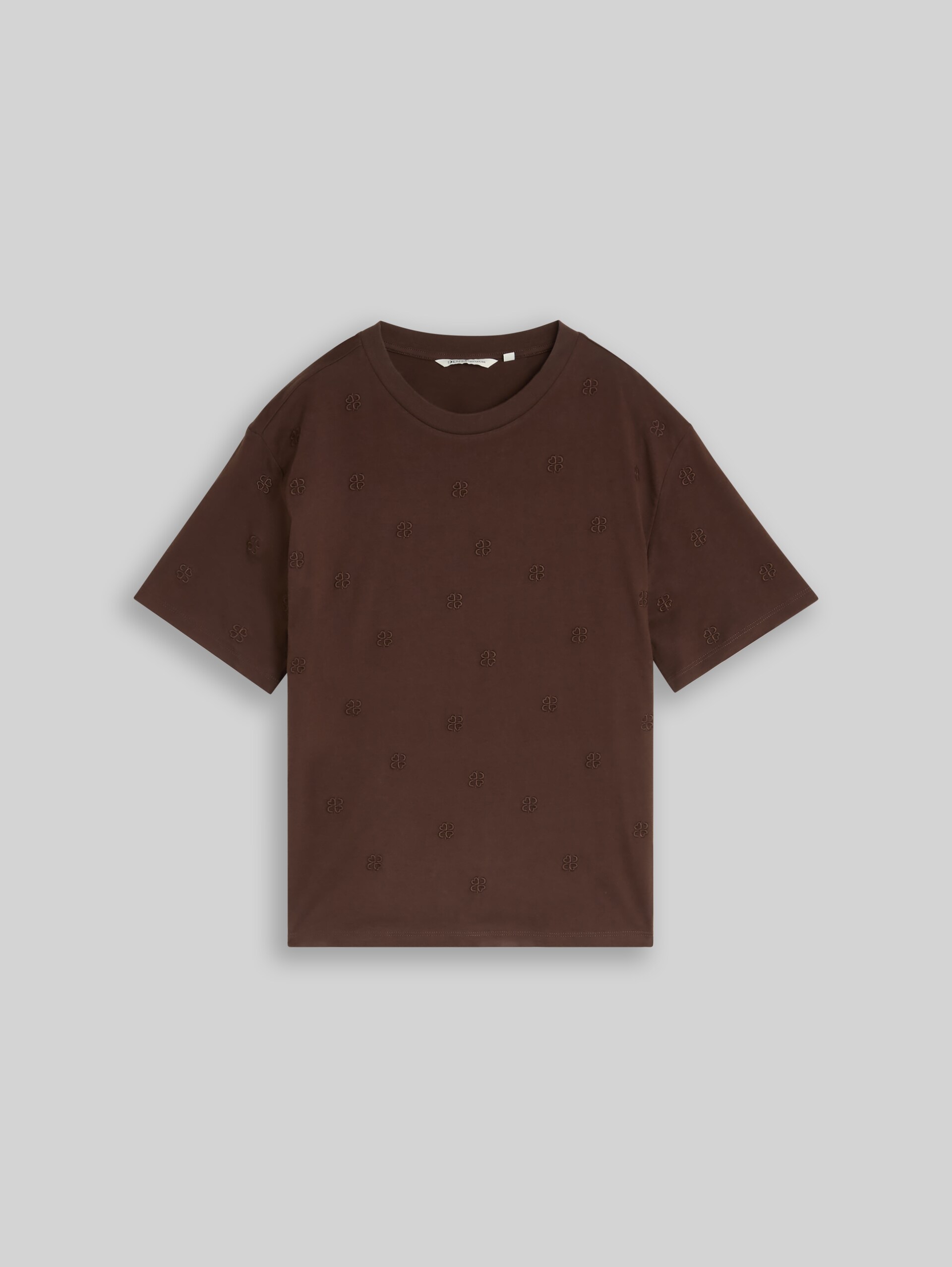 Boxy Fit T-Shirt mit Stickereien - brown logo heart embroidery - Vorder-Produkt-Ansicht
