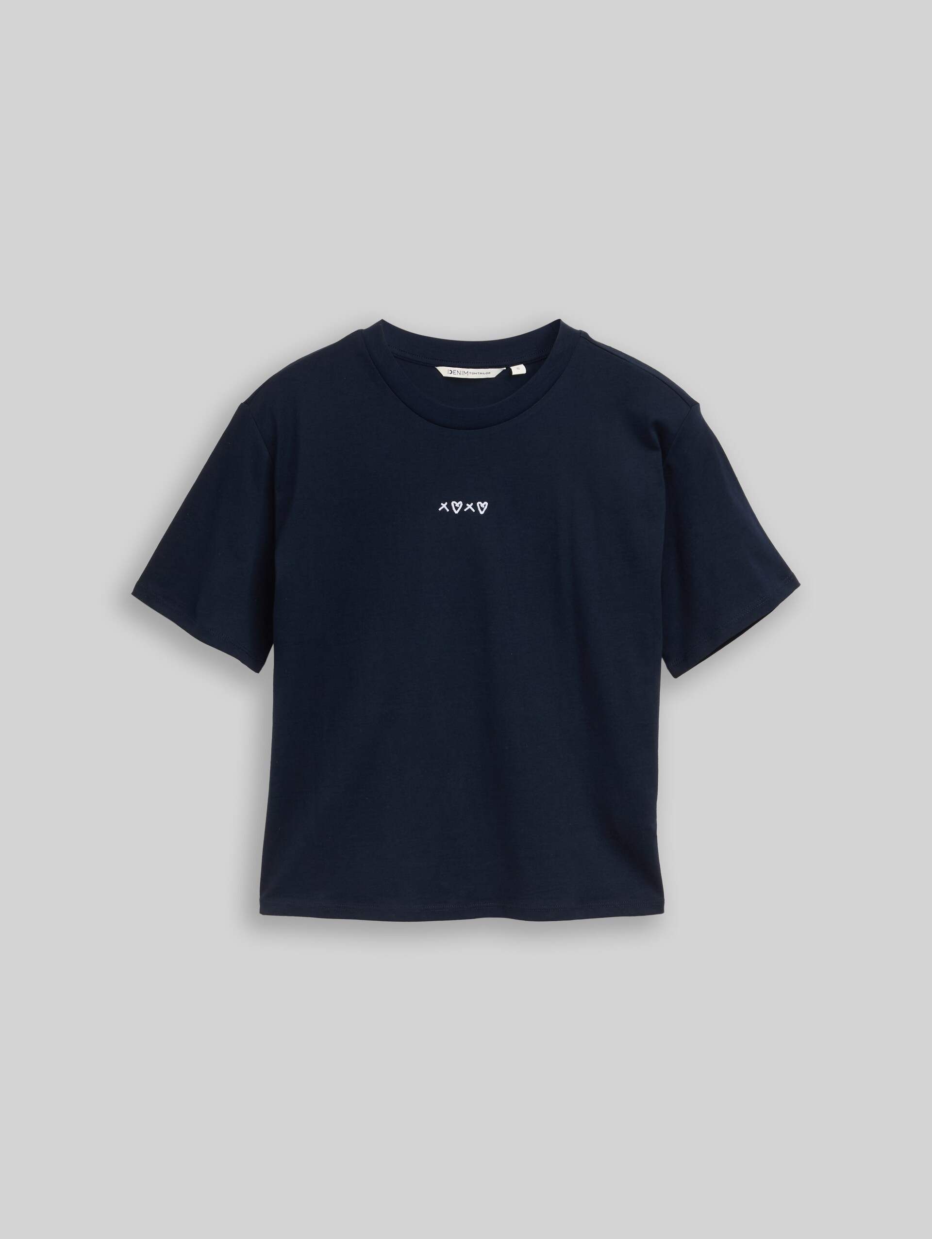 Boxy-fit T-shirt with embroidery - sky captain blue - Front product view