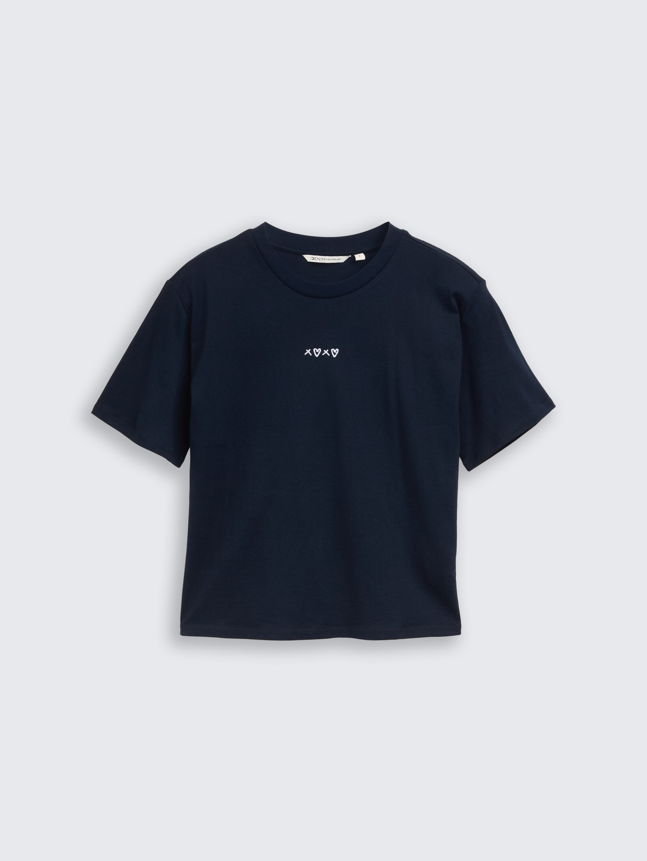 Boxy fit T-shirt met borduursel - sky captain blue - Product vooraanzicht