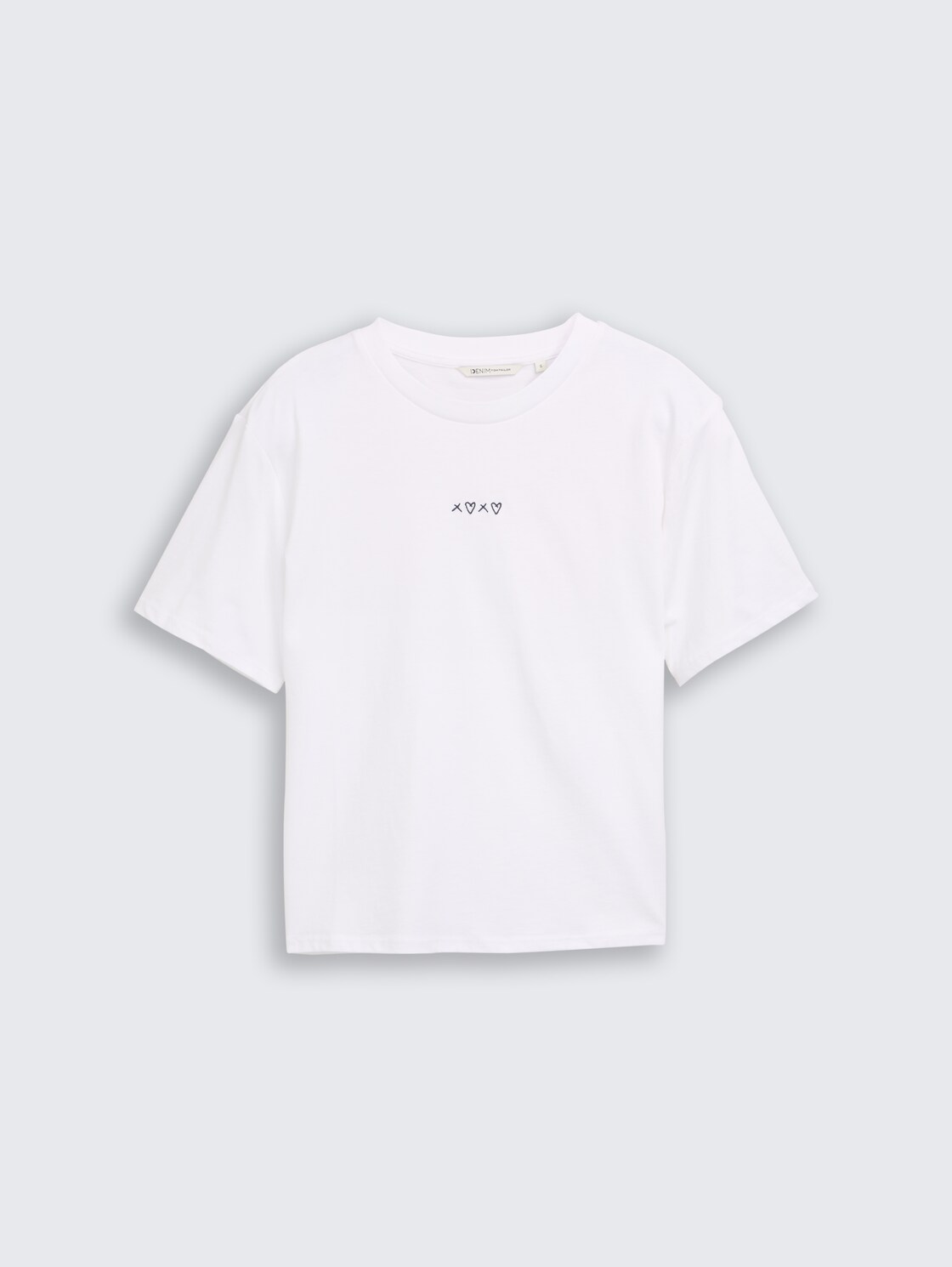 Boxy Fit T-Shirt mit Stickerei - Ceramic White - Vorder-Produkt-Ansicht