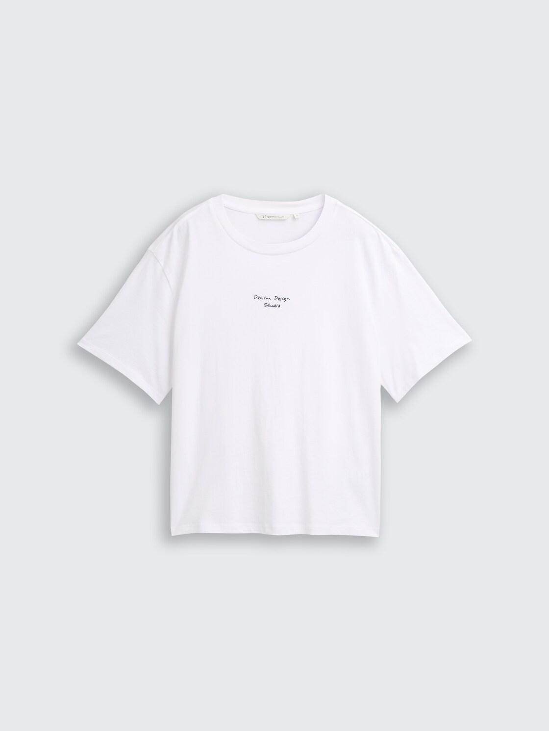 Boxy Fit T-Shirt mit Stickerei - White - Vorder-Produkt-Ansicht