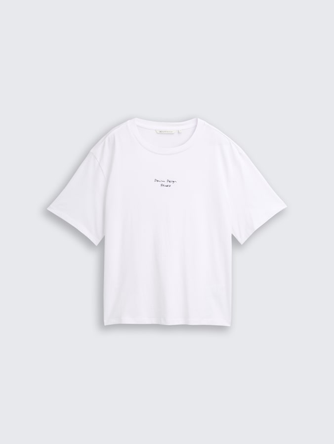 Boxy Fit T-Shirt mit Stickerei von Denim Female, White