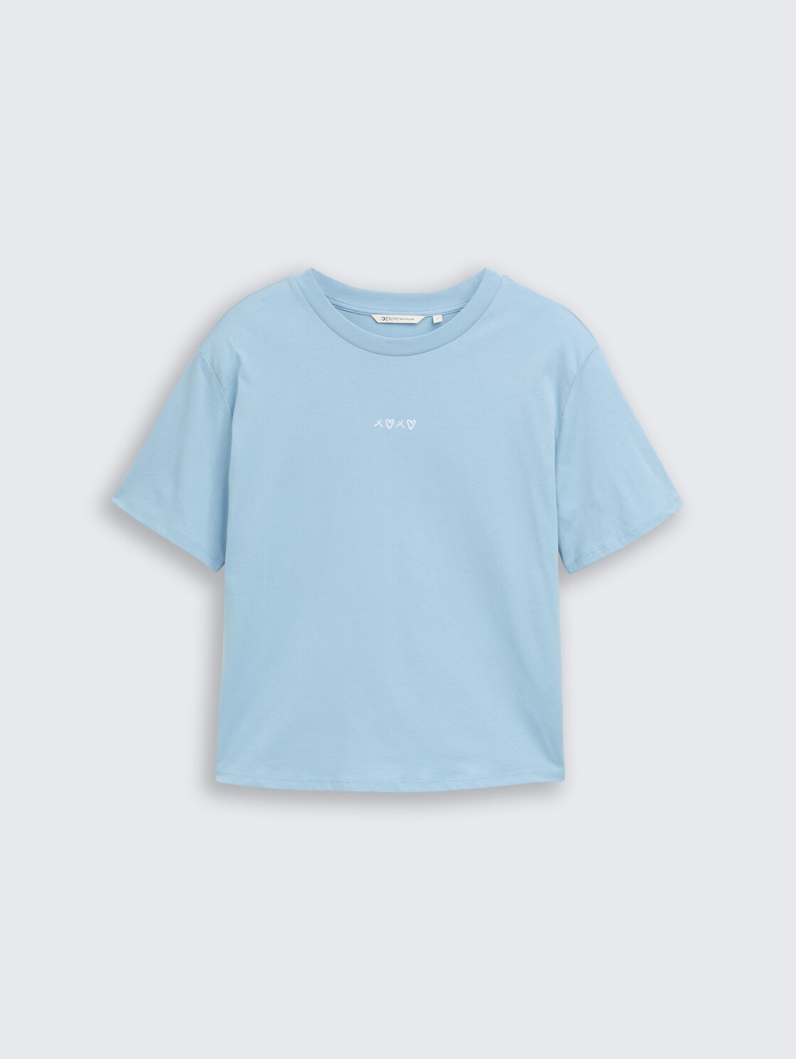 Boxy Fit T-Shirt mit Stickerei - calm cloud blue - Vorder-Produkt-Ansicht