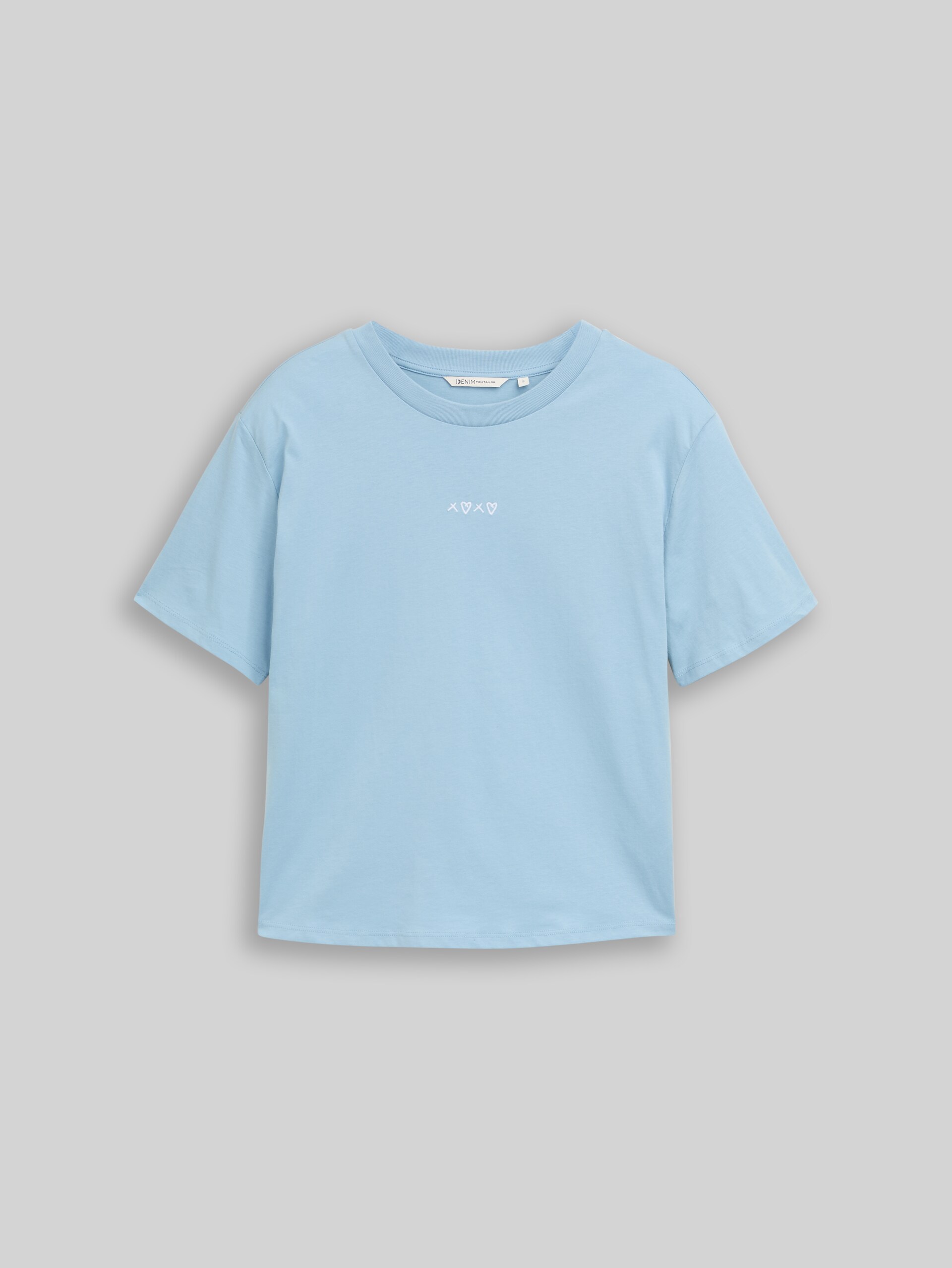 Boxy-fit T-shirt with embroidery - calm cloud blue - Front product view