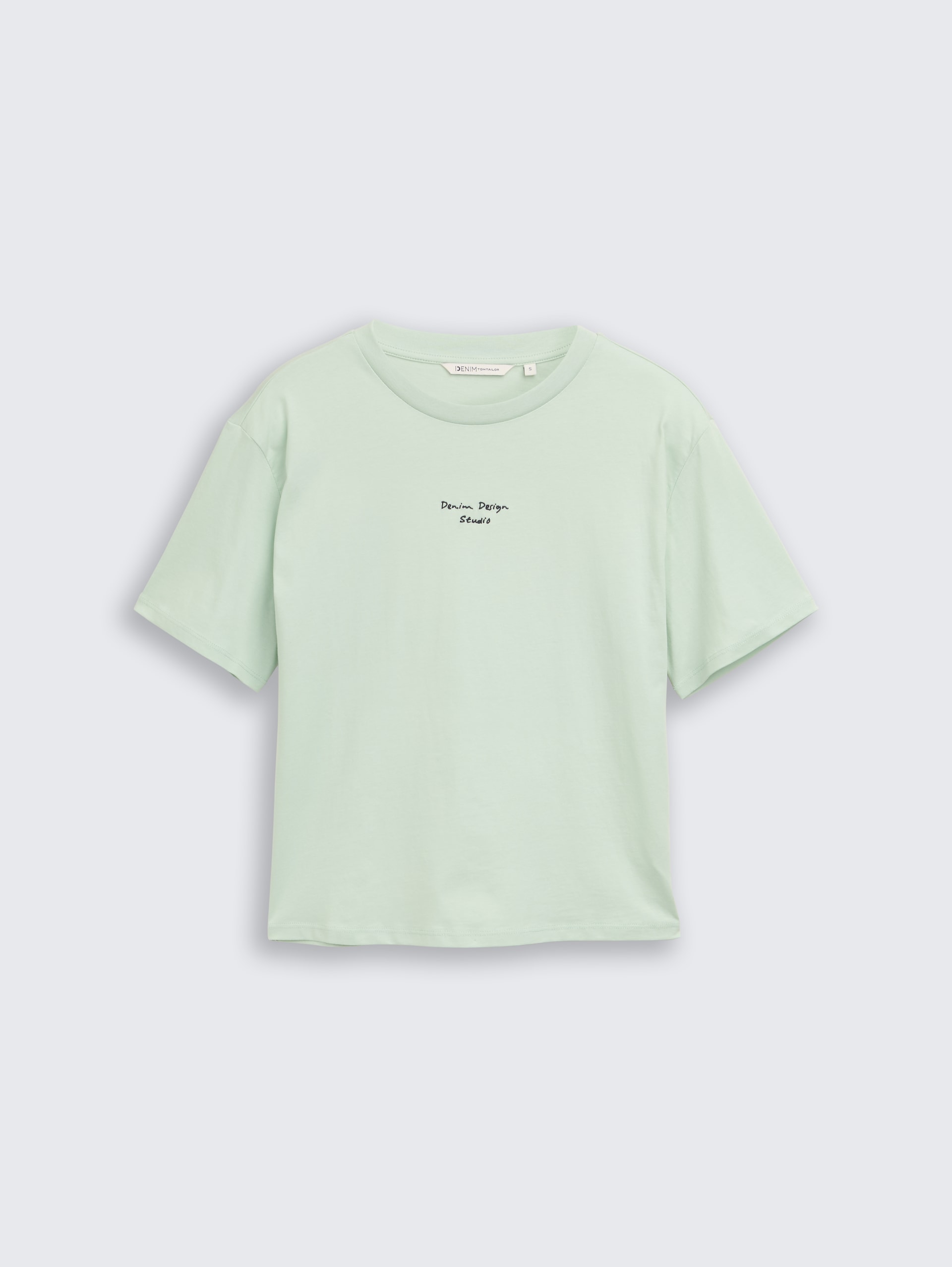 Boxy Fit T-Shirt mit Stickerei - light matcha green - Vorder-Produkt-Ansicht