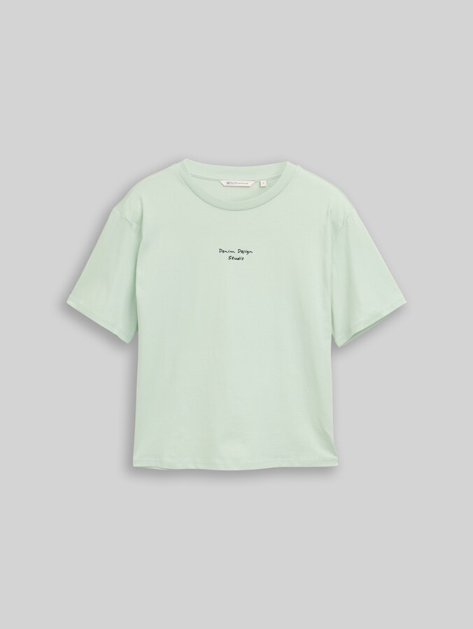 Boxy fit T-shirt met borduursel door Denim Female, light matcha green