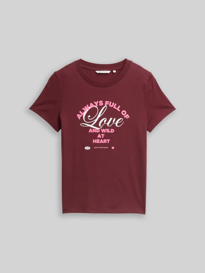 T-shirt van katoen door Denim Female, Tawny Port Red