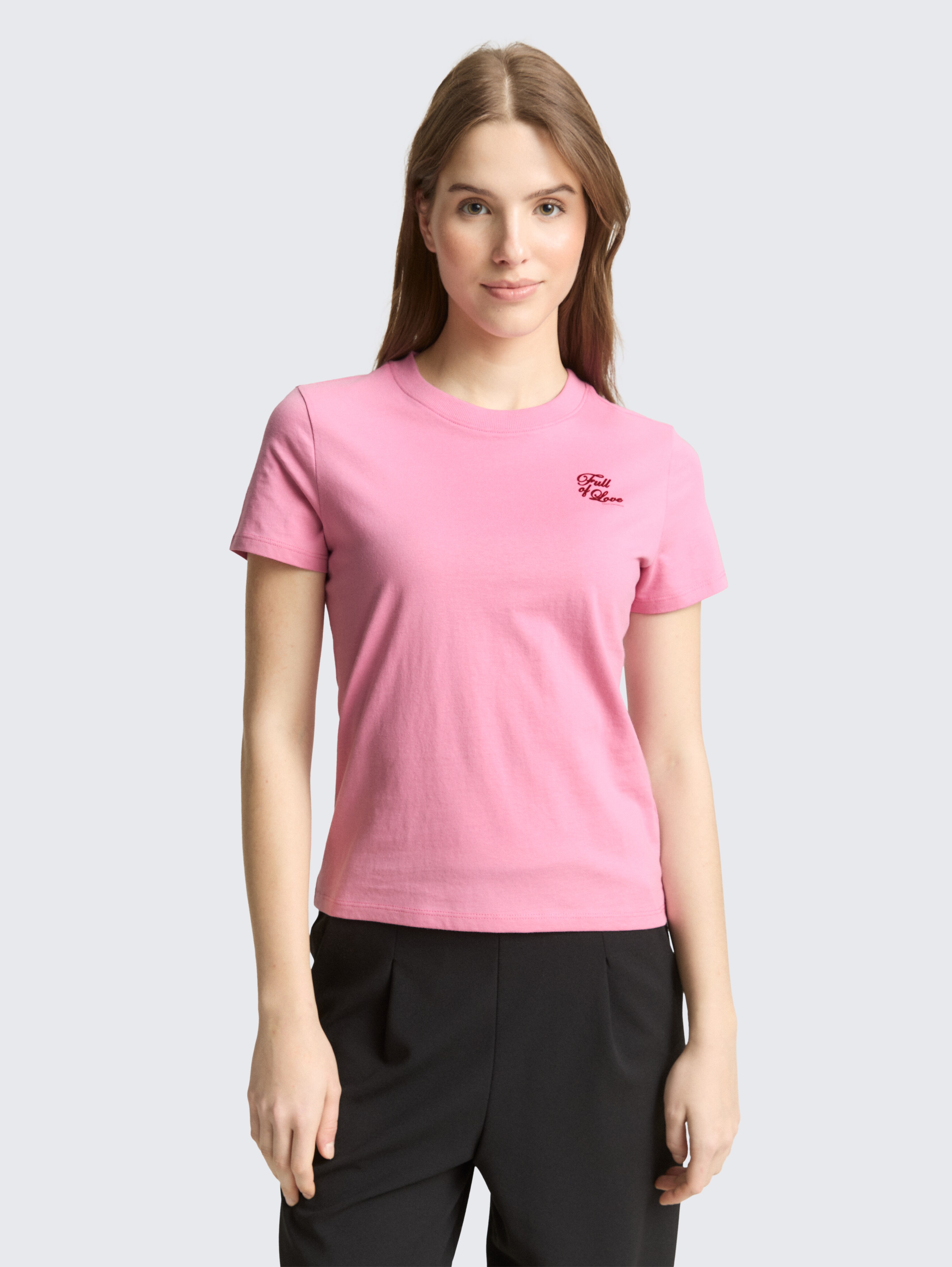 T-Shirt aus Baumwolle von Denim Female, Soft Blush Rose