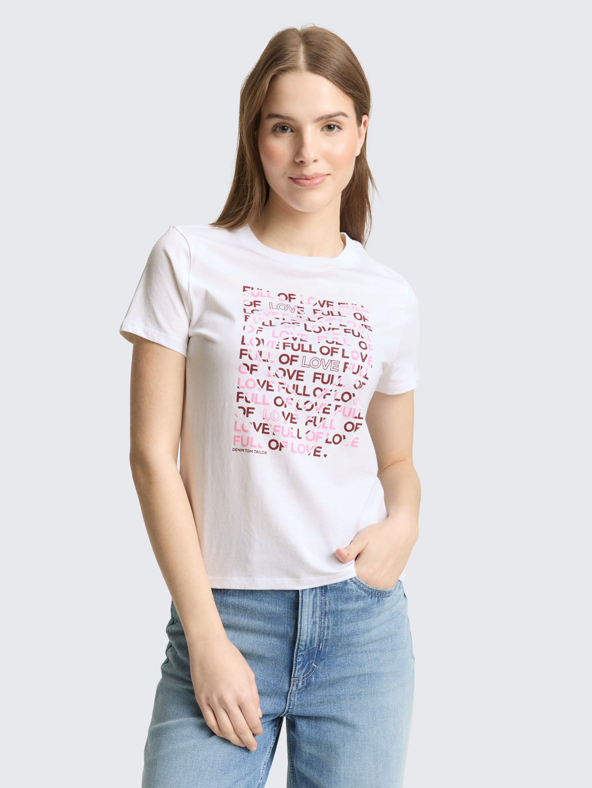 T-Shirt aus Baumwolle - White - Ausschnitt Model-Vorderansicht