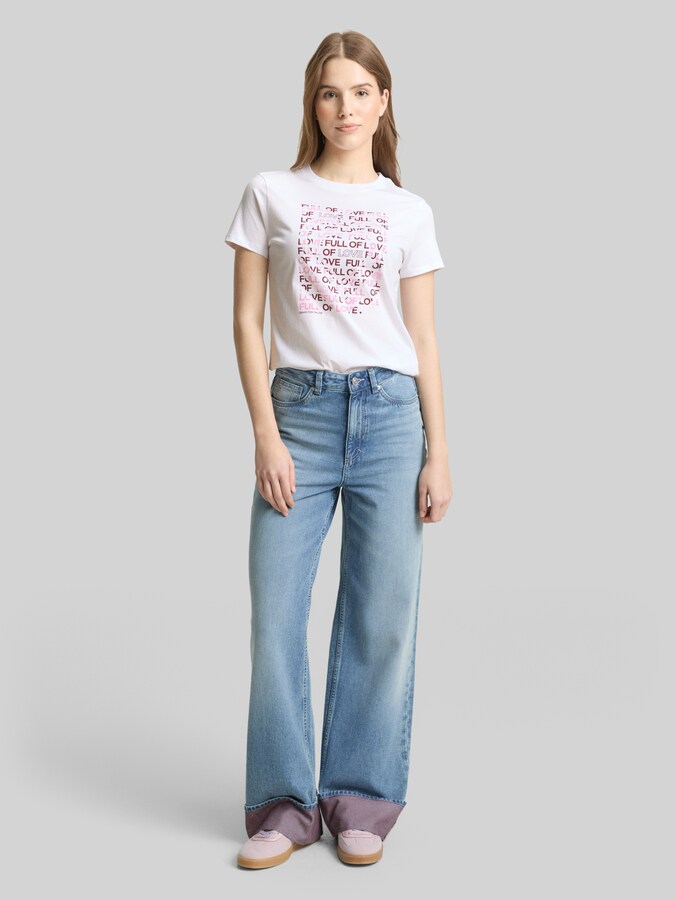 T-shirt van katoen door Denim Female, White