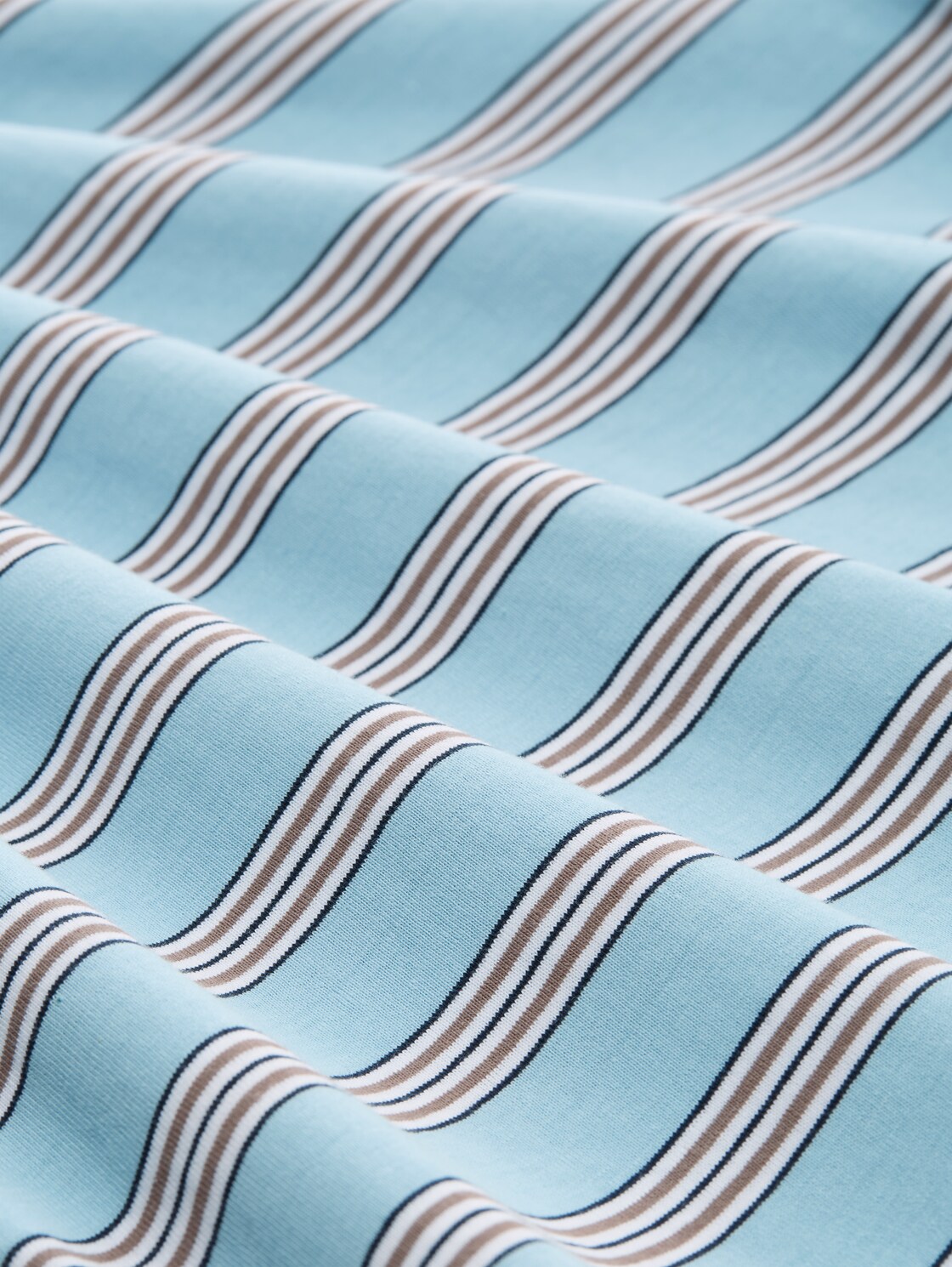 T-Shirt aus Baumwolle - blue brown multicolor stripe - Material-Ansicht