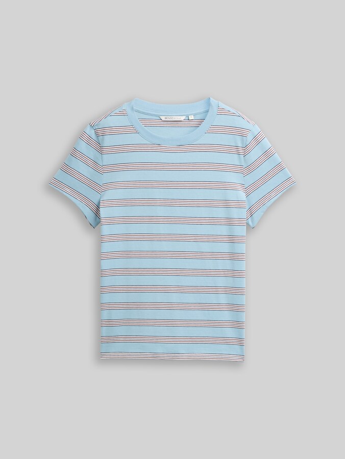T-shirt van katoen door Denim Female, blue brown multicolor stripe