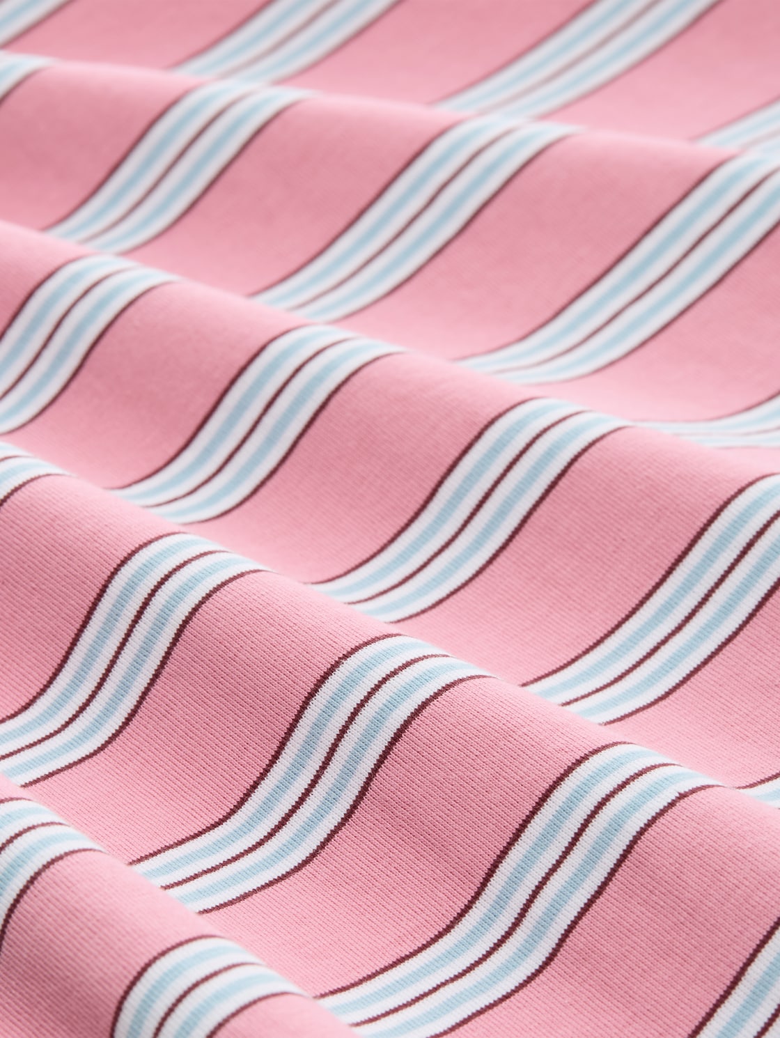 Cotton T-shirt - pink blue multicolor stripe - Material view