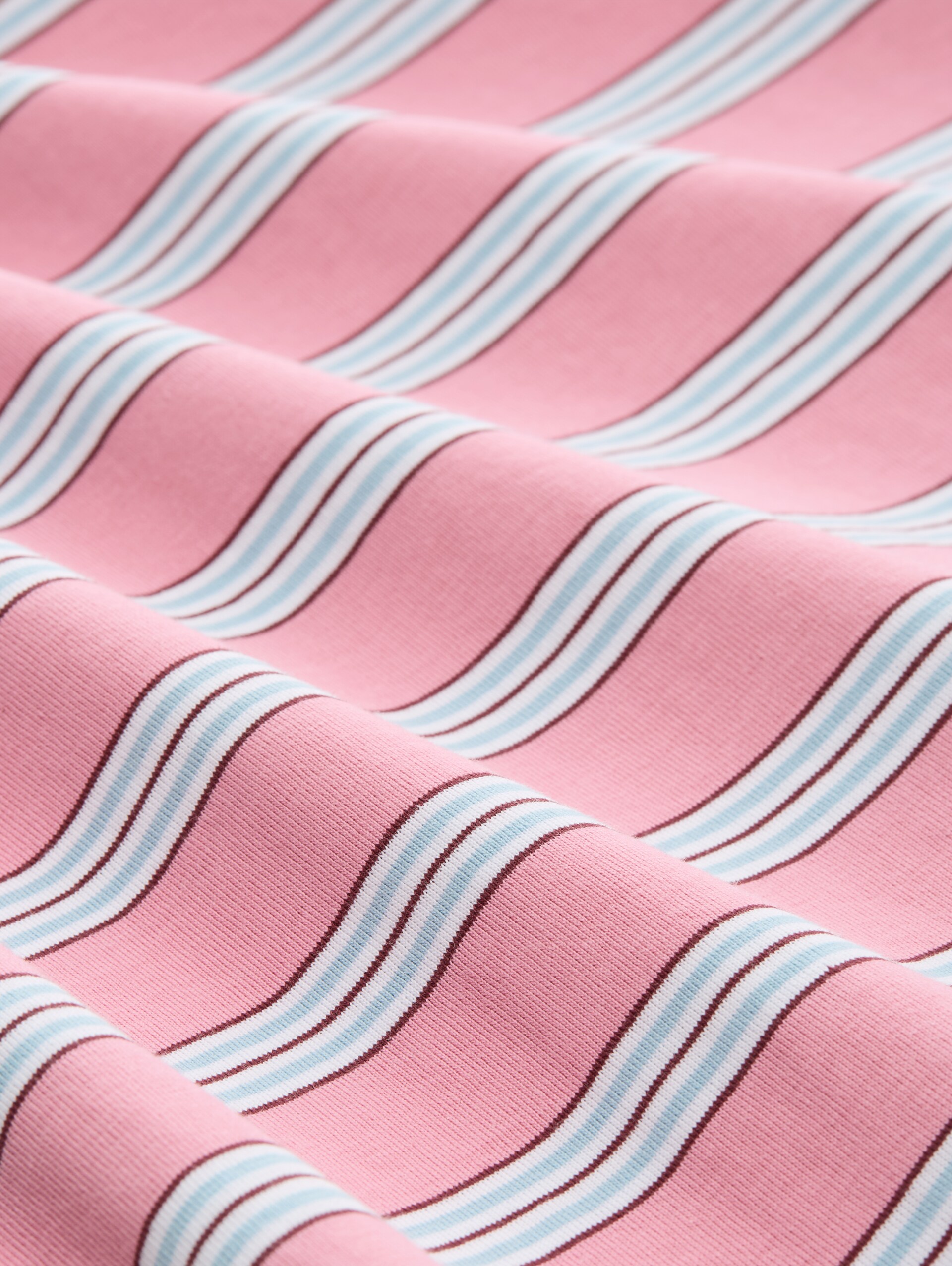 T-Shirt aus Baumwolle - pink blue multicolor stripe - Material-Ansicht