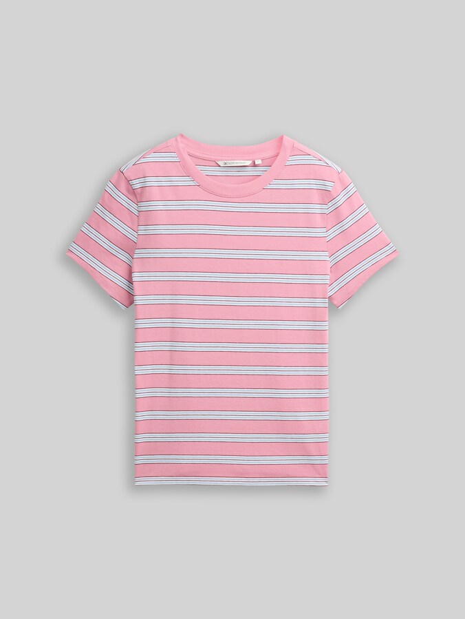T-Shirt aus Baumwolle von Denim Female, pink blue multicolor stripe