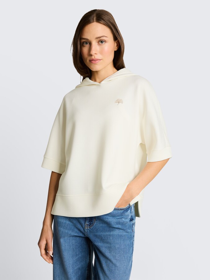 Hoodie sweatshirt made from scuba fabric by Women, Whisper White