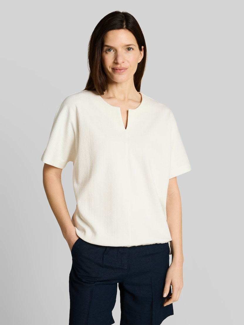 Jacquard sweatshirt met V-hals door Women, Whisper White