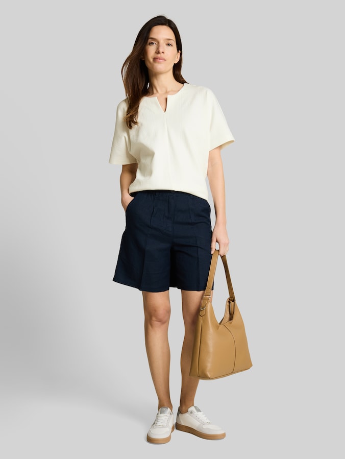 Jacquard Sweatshirt mit V-Ausschnitt von Women, Whisper White