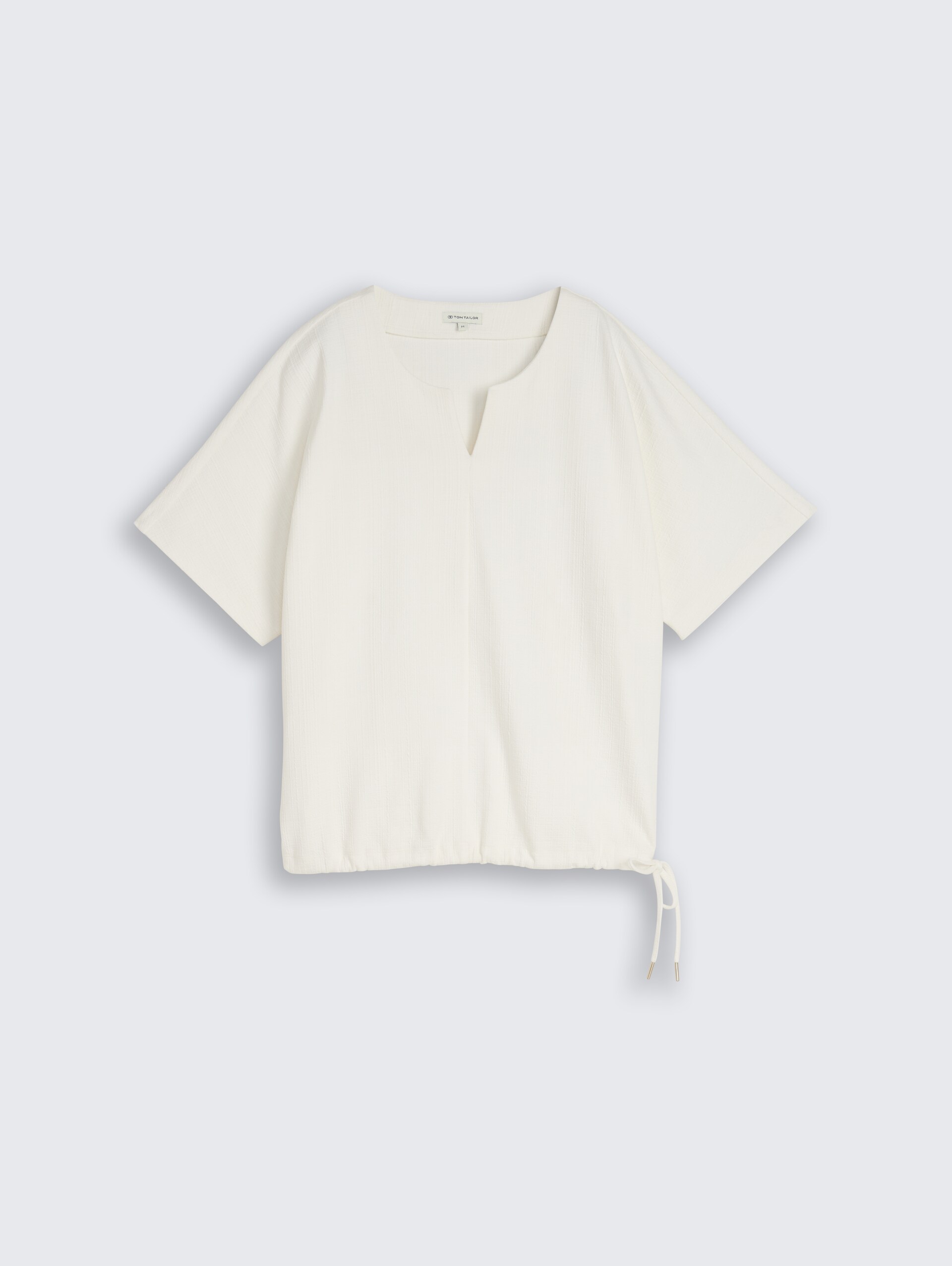 Jacquard sweatshirt with V-neck - Whisper White - Front product view