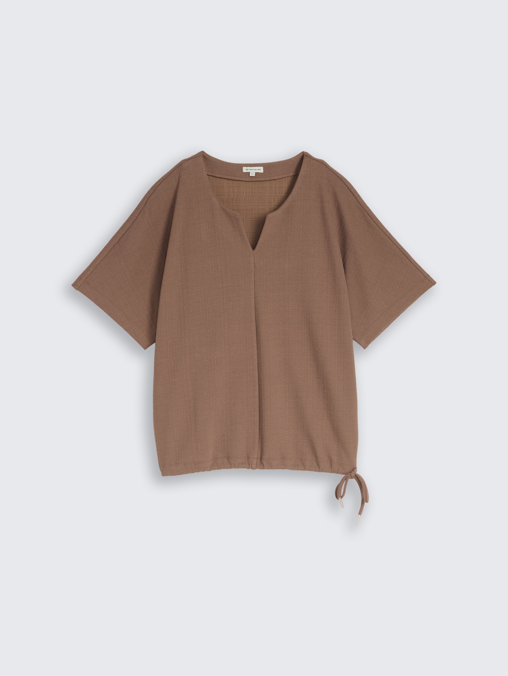 Jacquard sweatshirt met V-hals - taupe grey - Product vooraanzicht