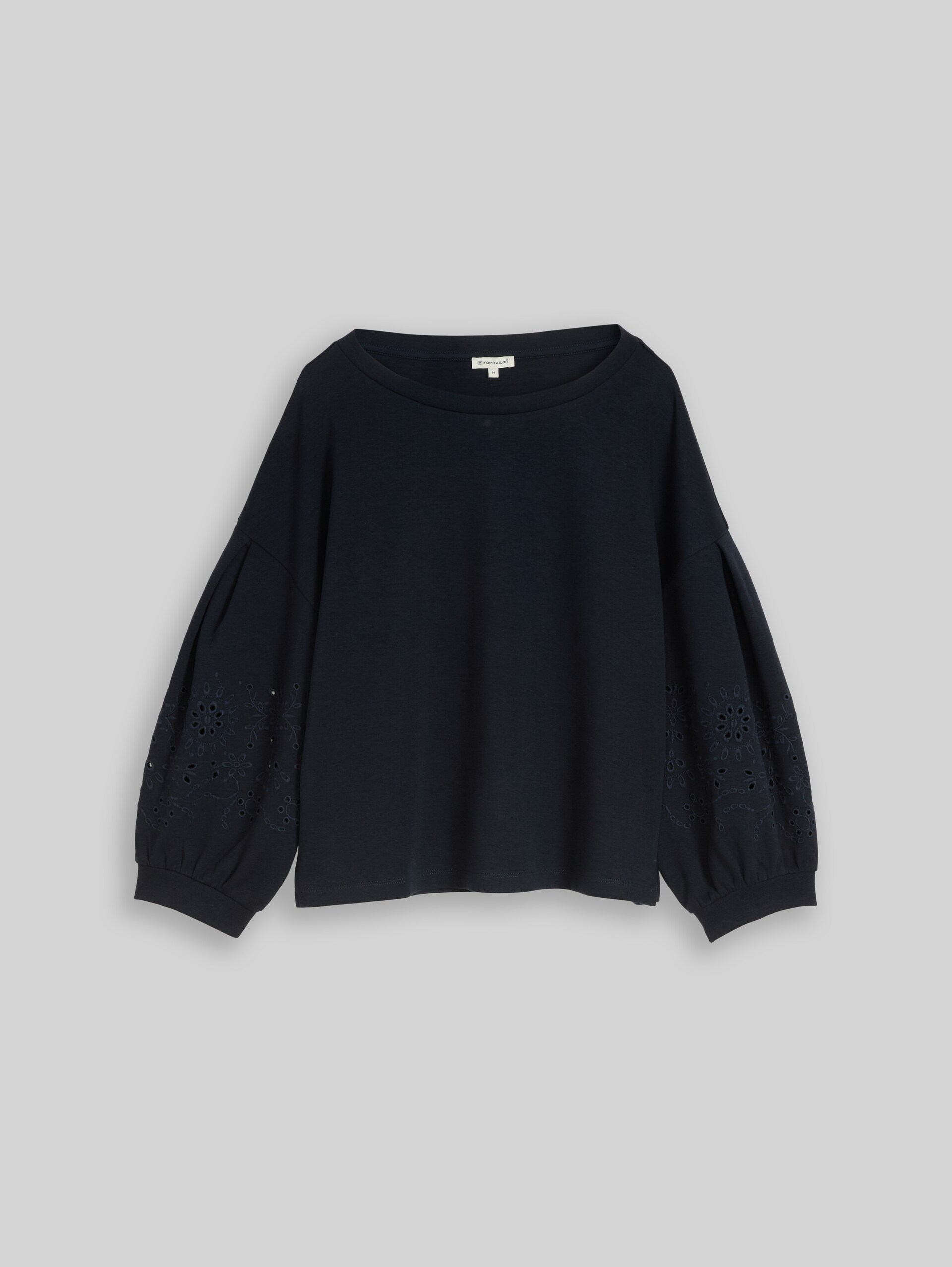 Boxy Sweatshirt mit Lochstickerei - sky captain blue - Vorder-Produkt-Ansicht