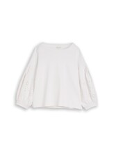 Ausgewählt, Boxy Sweatshirt mit Lochstickerei von Tom Tailor, weiß