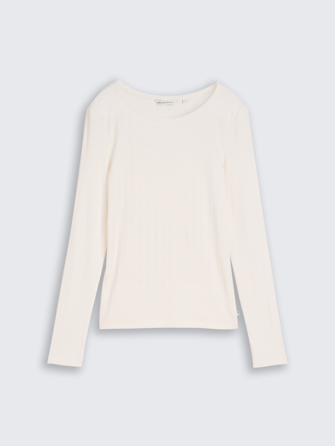 Slim Fit Langarmshirt mit Rippstruktur - off white - Vorder-Produkt-Ansicht