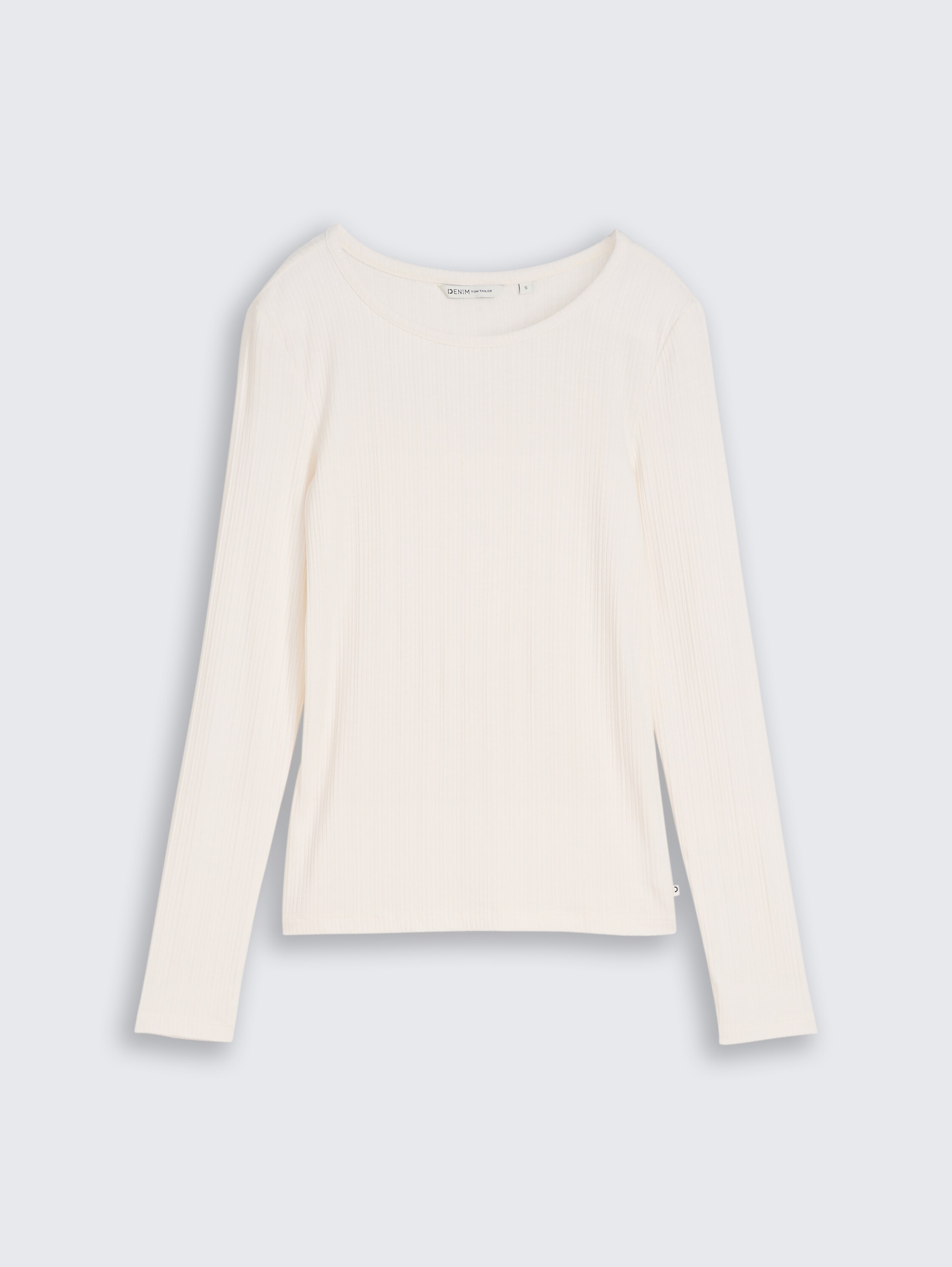 Slim Fit Langarmshirt mit Rippstruktur - off white - Vorder-Produkt-Ansicht