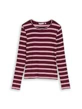 Ausgewählt, Slim Fit Langarmshirt mit Rippstruktur von Tom Tailor, rot