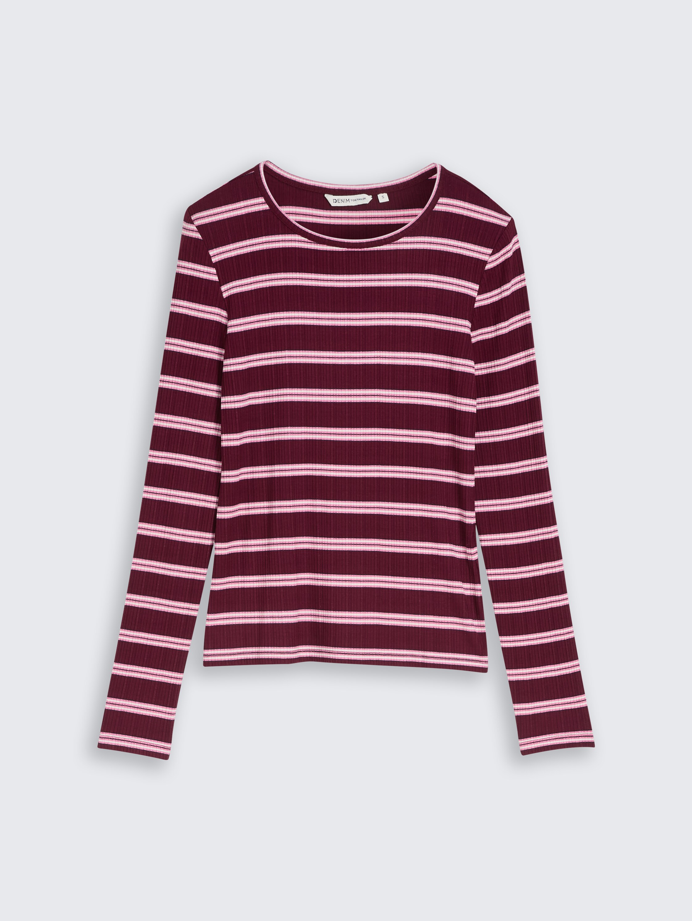 Slim Fit Langarmshirt mit Rippstruktur - red pink multicolor stripe - Vorder-Produkt-Ansicht