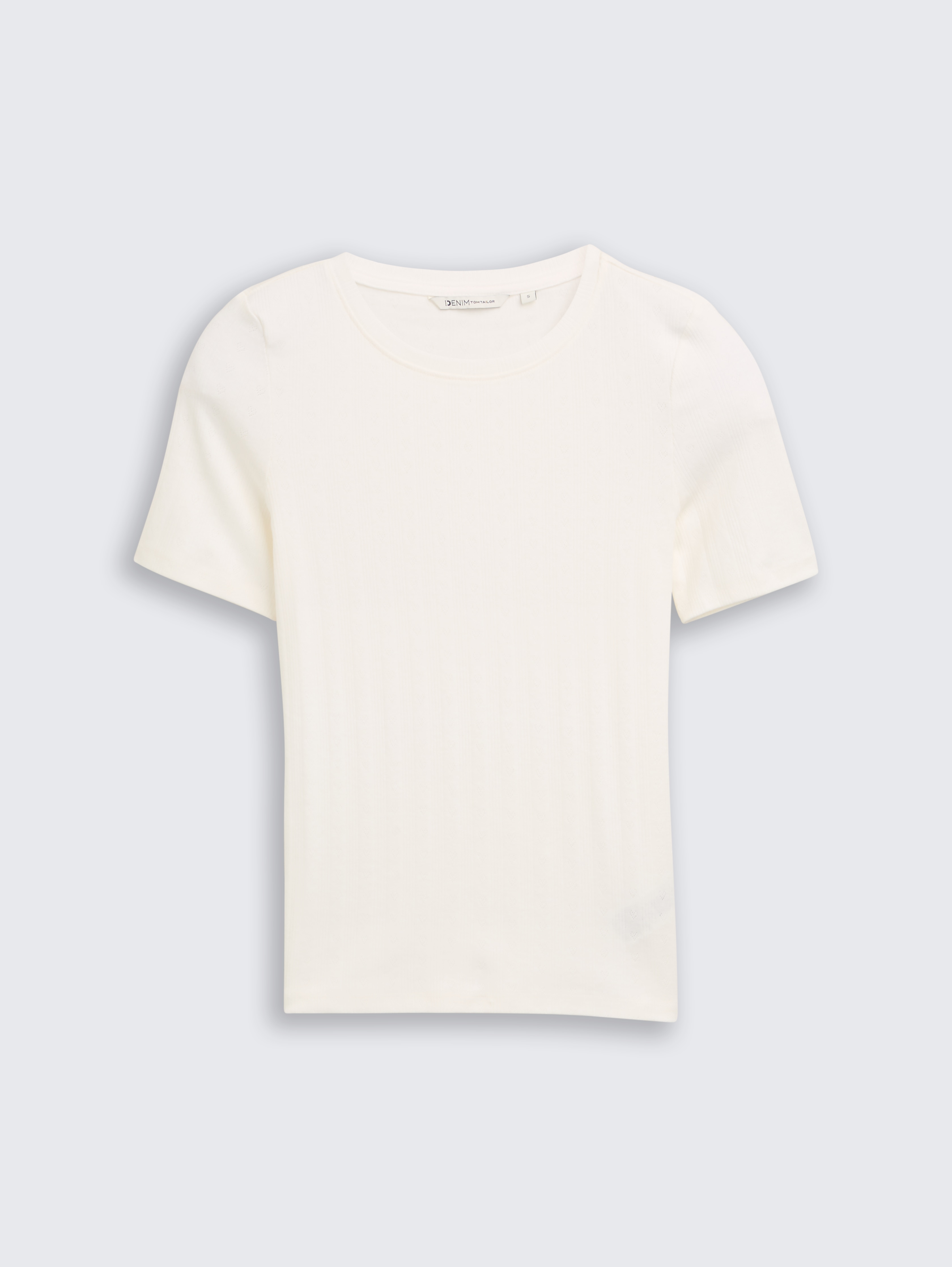 Slim Fit Pointelle T-Shirt von Denim Female, off white