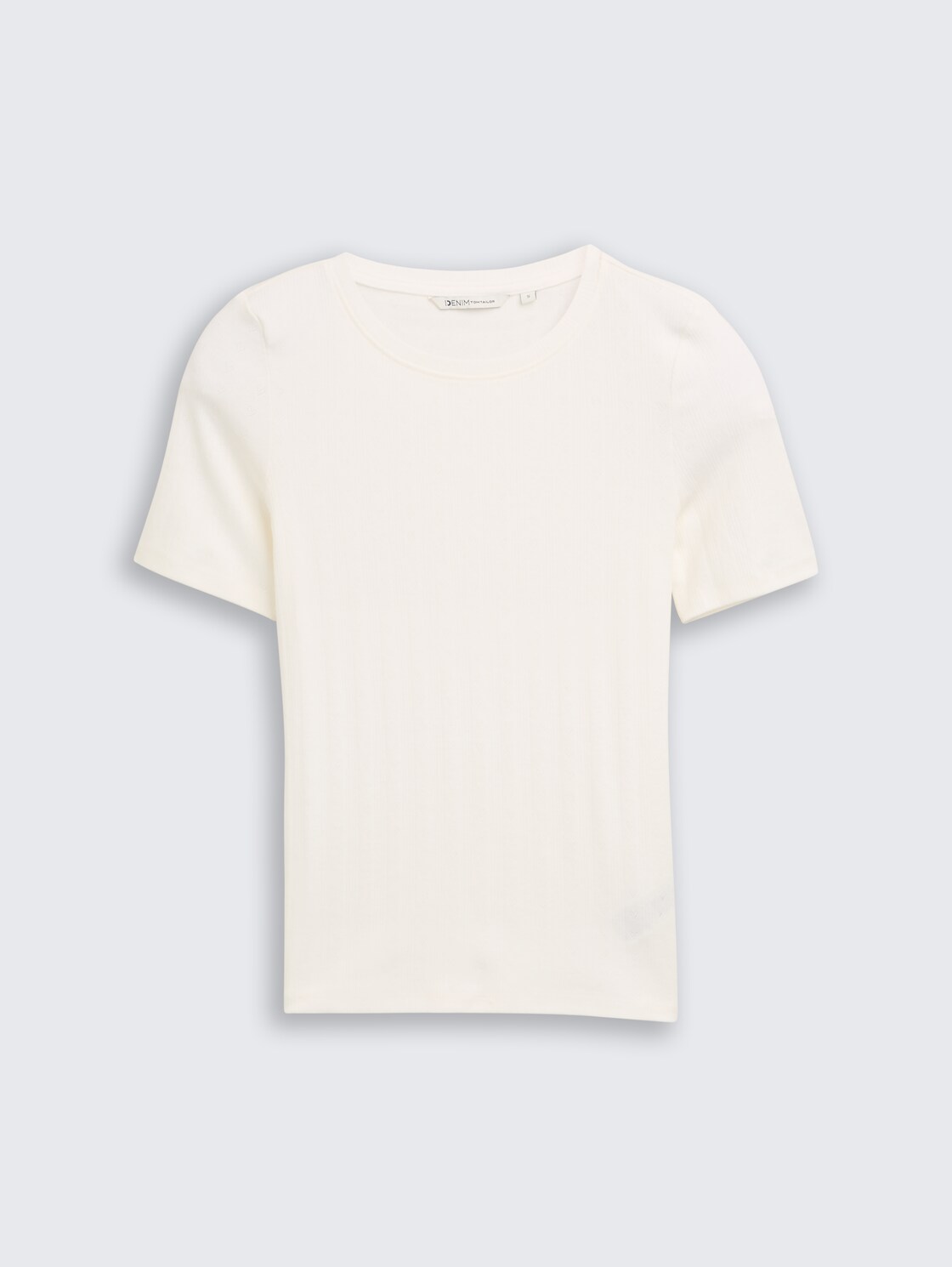 Slim Fit Pointelle T-Shirt - off white - Vorder-Produkt-Ansicht