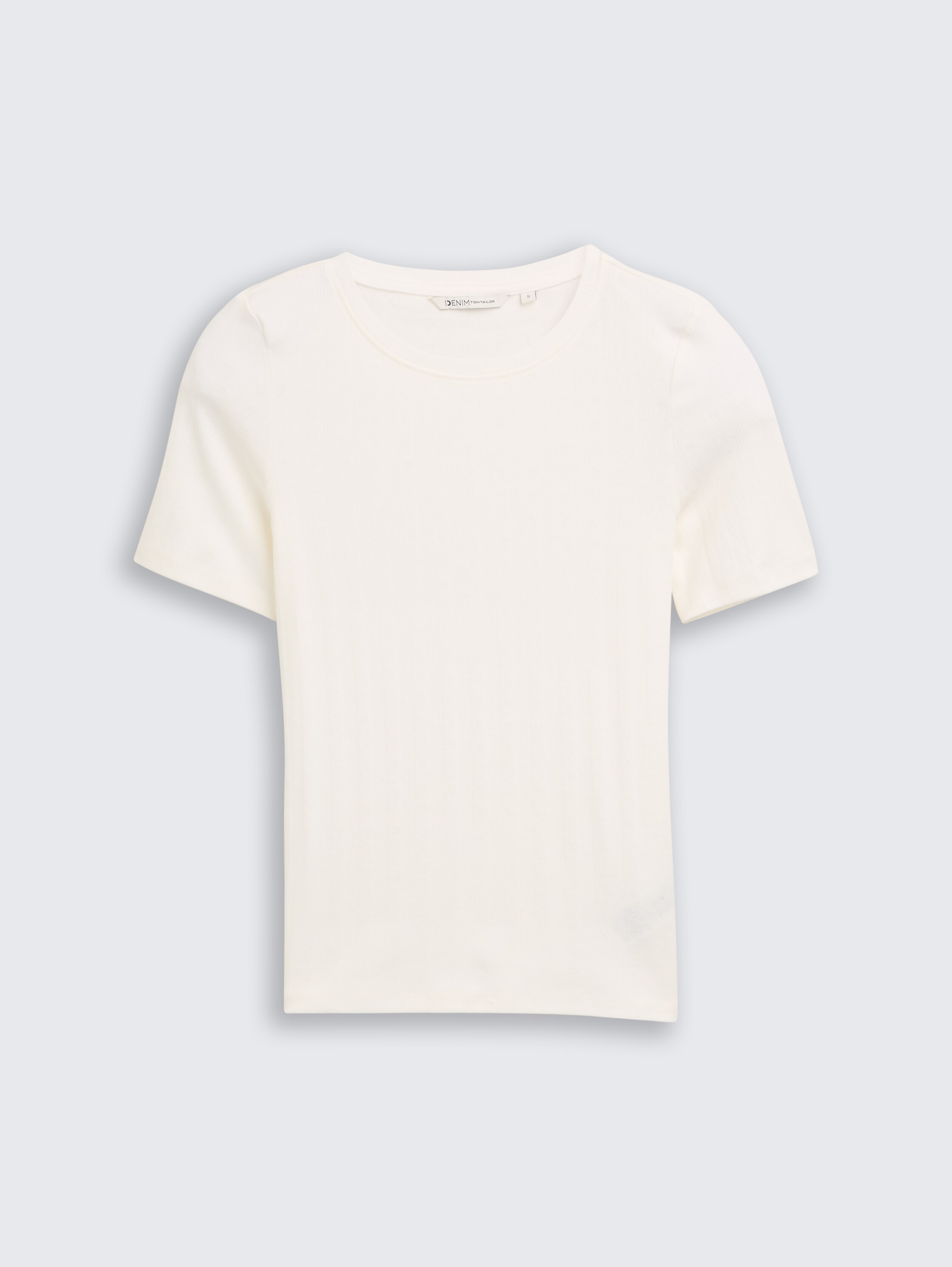 Slim Fit Pointelle T-Shirt - off white - Vorder-Produkt-Ansicht