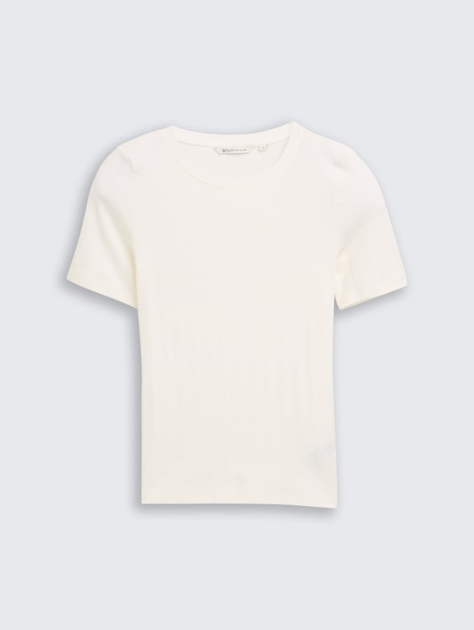 Slim Fit Pointelle T-Shirt von Denim Female, off white