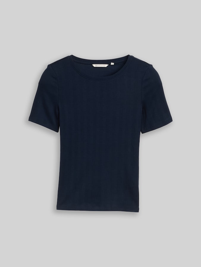 Slim fit pointelle T-shirt door Denim Female, sky captain blue