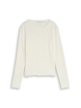 Nicht ausgewählt, Pointelle Langarmshirt mit Deko-Knopfleiste von , weiß