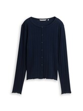 Ausgewählt, Pointelle Langarmshirt mit Deko-Knopfleiste von Tom Tailor, blau