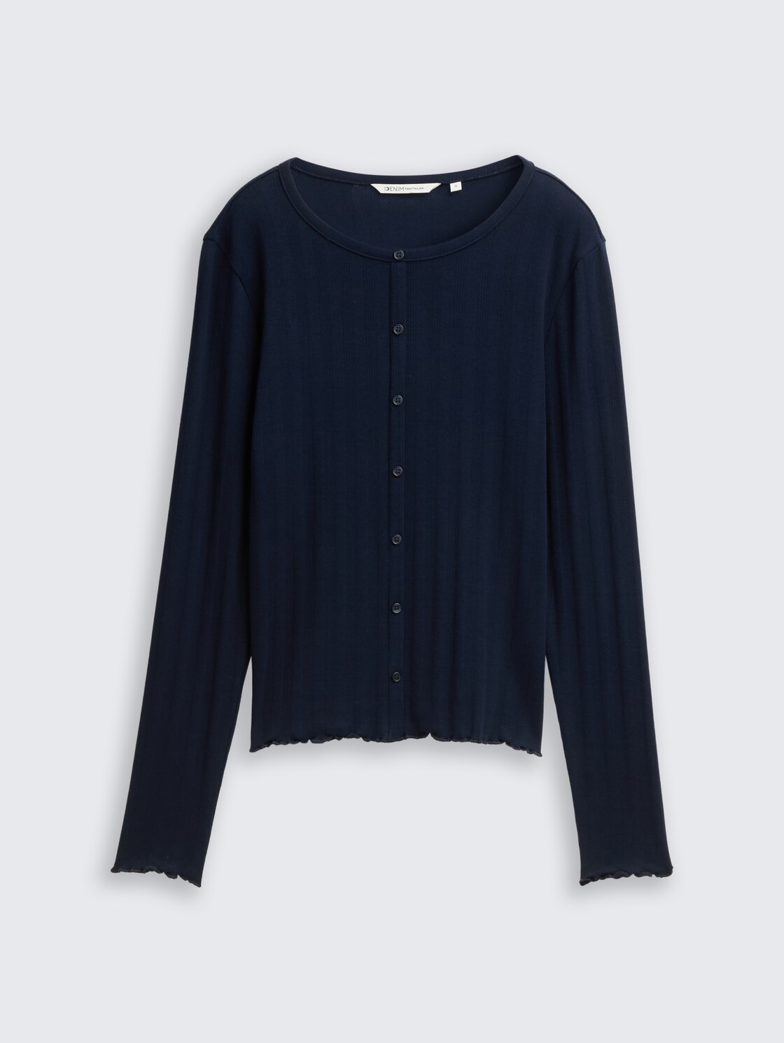 Pointelle Langarmshirt mit Deko-Knopfleiste - sky captain blue - Vorder-Produkt-Ansicht