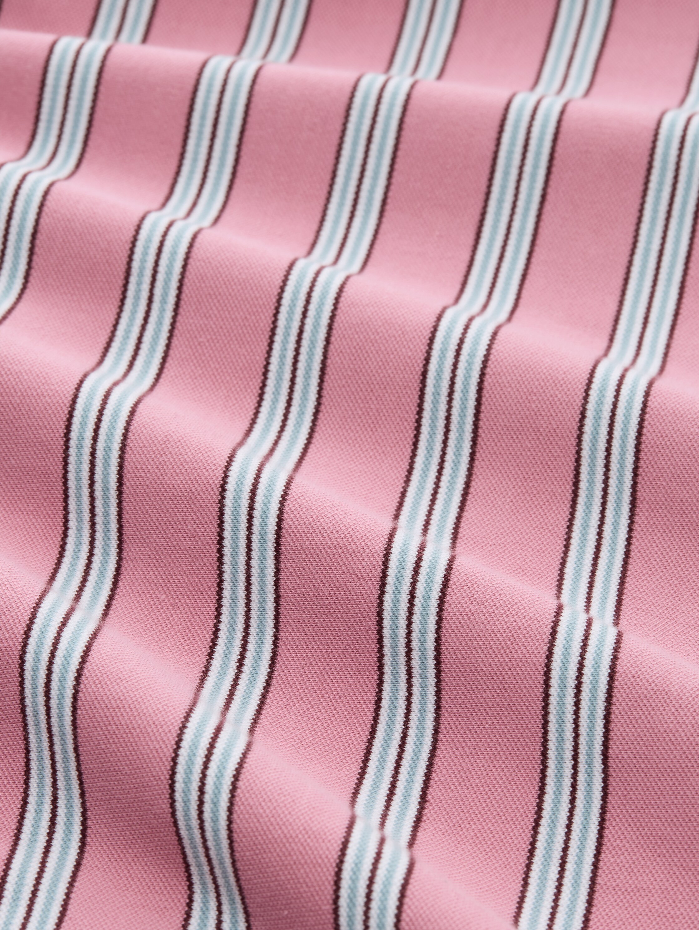 Boxy Fit Langarm Poloshirt mit Streifenmuster - pink blue multicolor stripe - Material-Ansicht