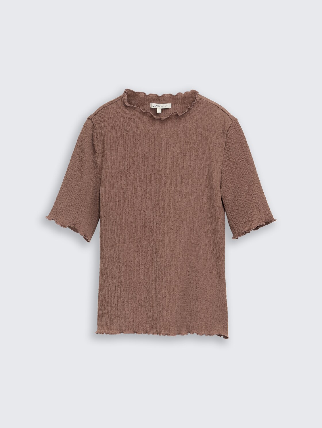 Slim Fit Crinkle T-Shirt - taupe brown - Vorder-Produkt-Ansicht
