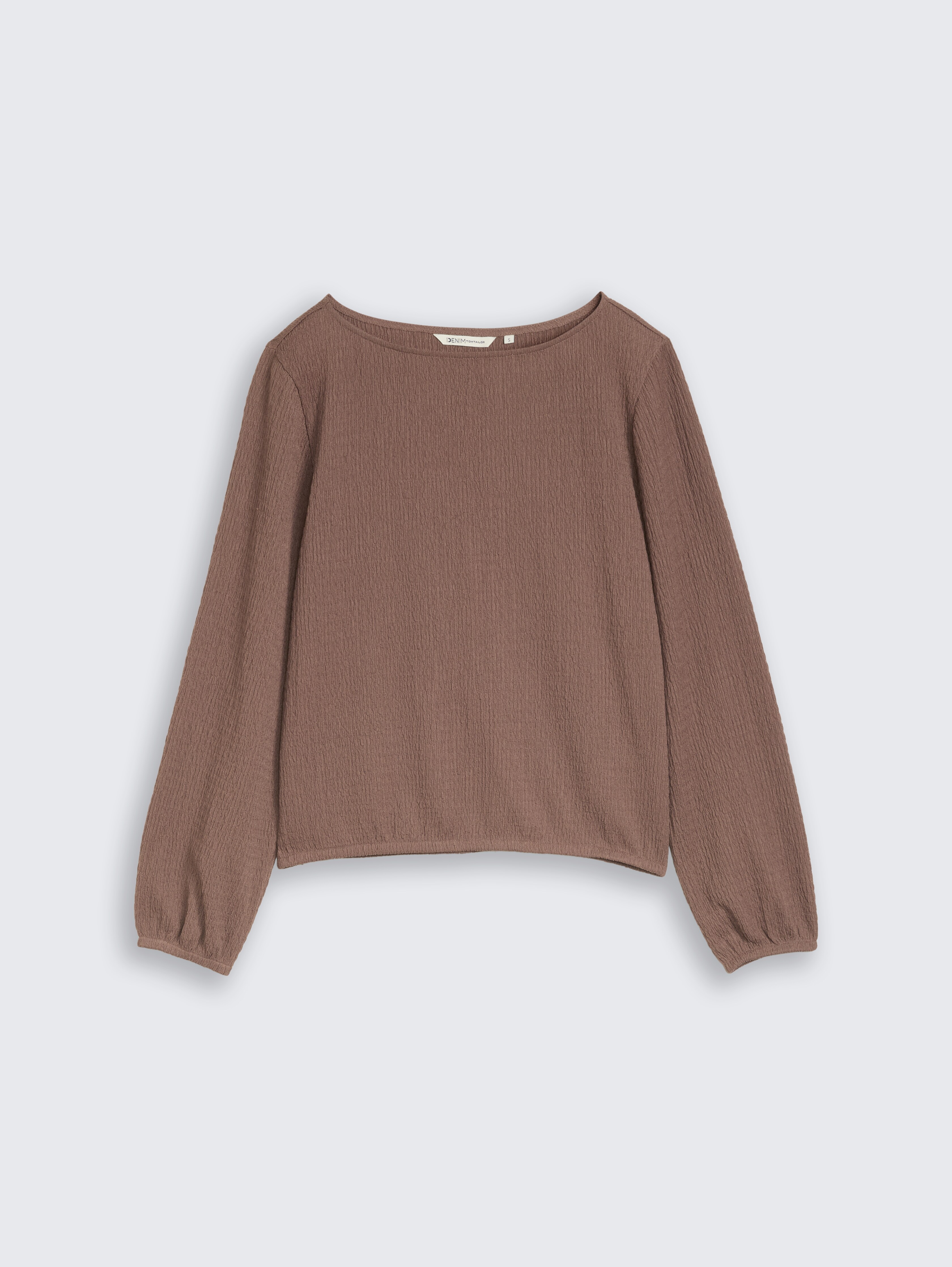 Loose Fit Crinkle Langarmshirt von Denim Female, taupe brown