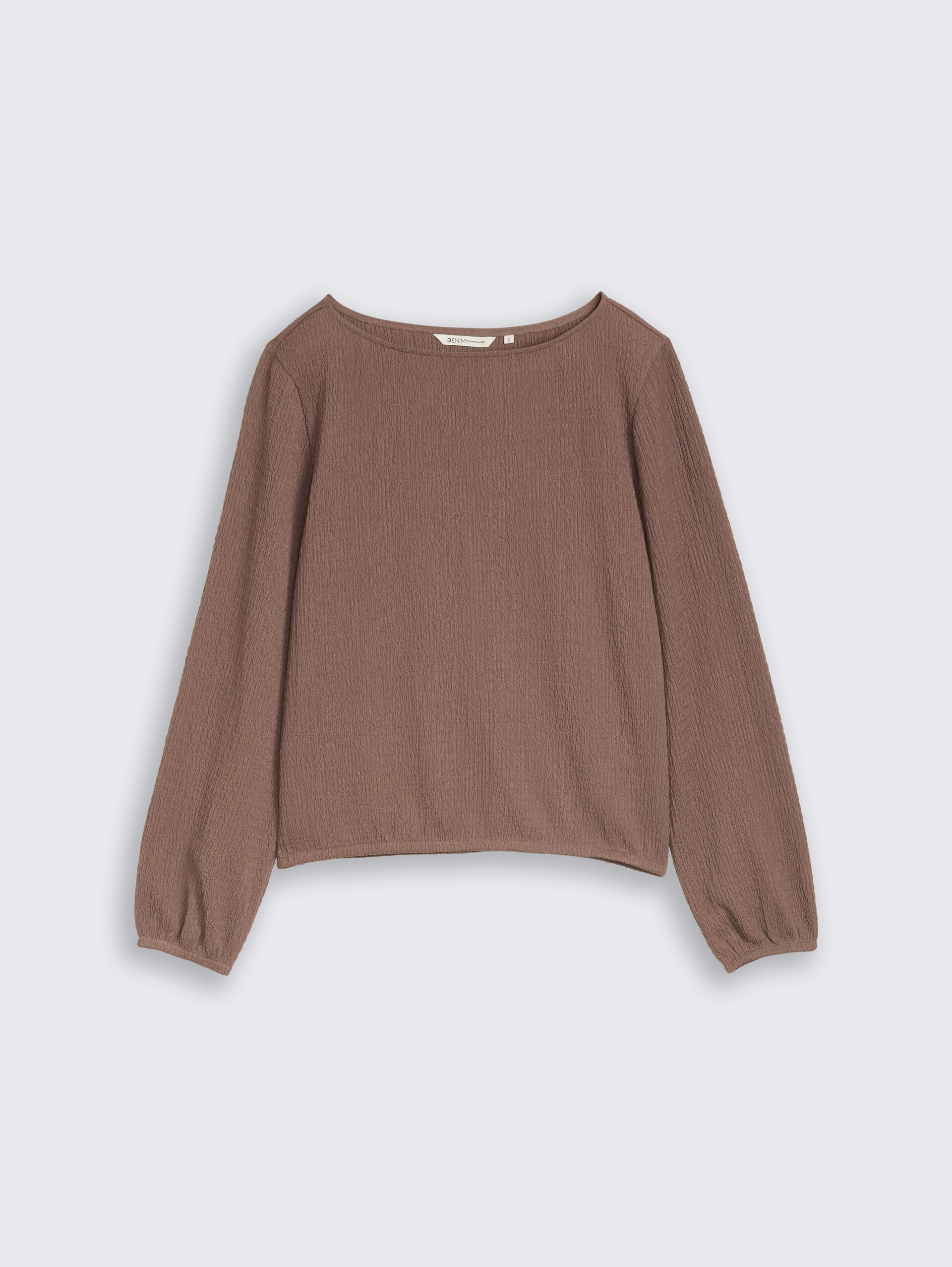 Loose Fit Crinkle Langarmshirt - taupe brown - Vorder-Produkt-Ansicht