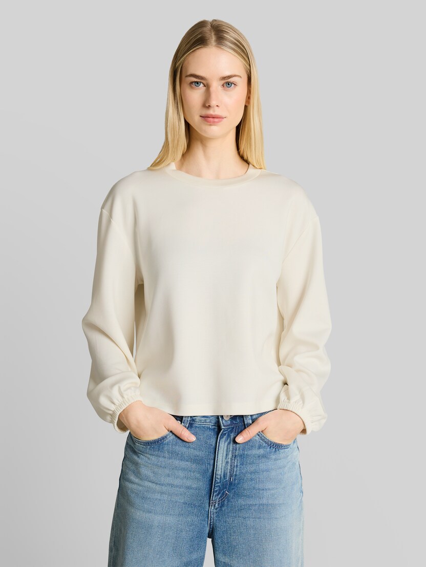 Loose Fit Scuba Langarmshirt von Denim Female, off white