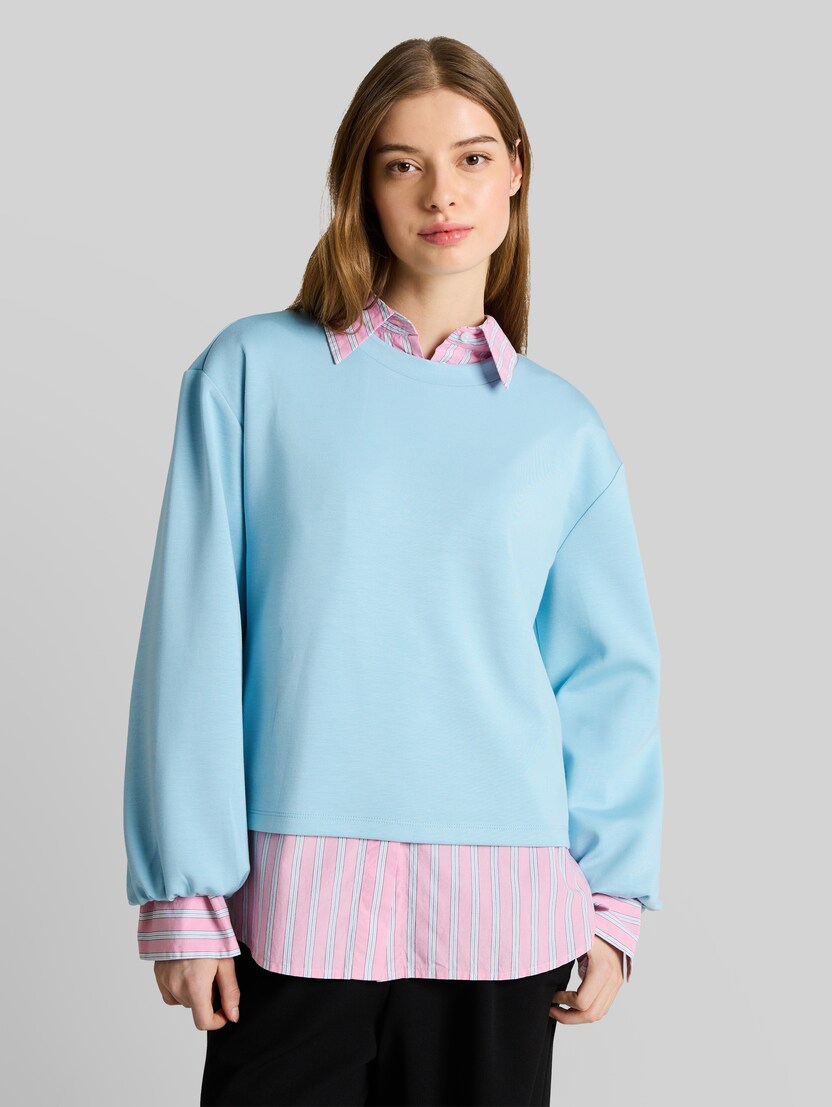 Loose fit scuba shirt met lange mouwen door Denim Female, calm cloud blue