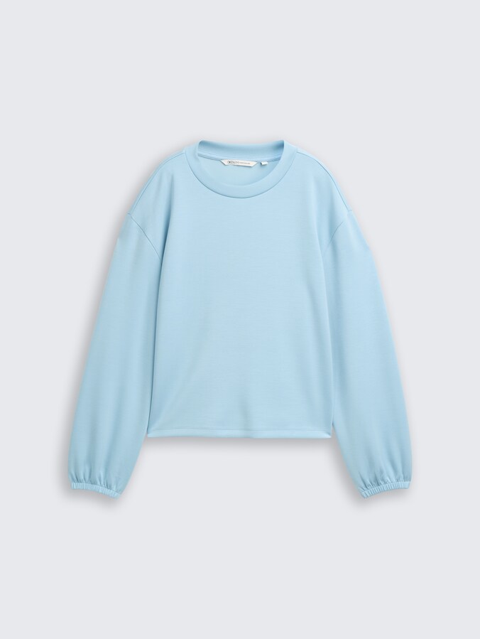 Loose Fit Scuba Langarmshirt von Denim Female, calm cloud blue