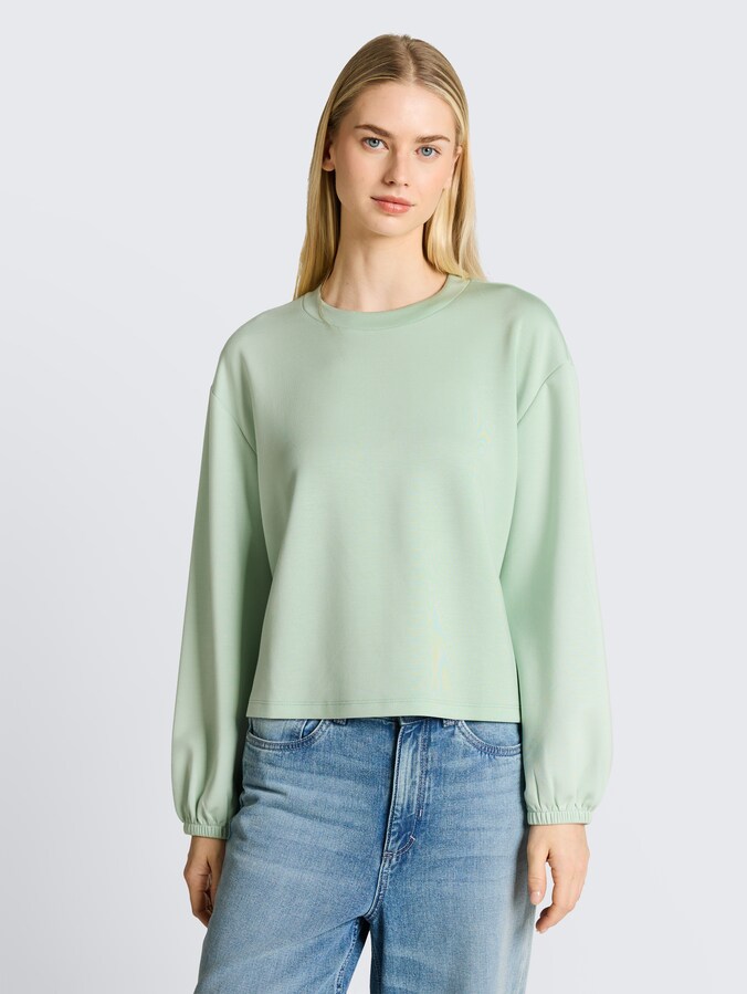 Loose fit scuba long-sleeved shirt by Denim Female, light matcha green
