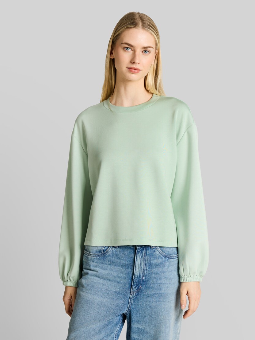 Loose Fit Scuba Langarmshirt von Denim Female, light matcha green